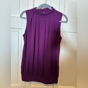 NWOT Sleeveless Pleated Tank Top - Deep Purple